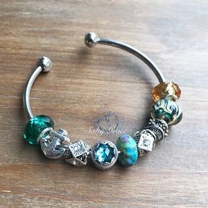 Aquamarine sterling silver Ocean magic charm